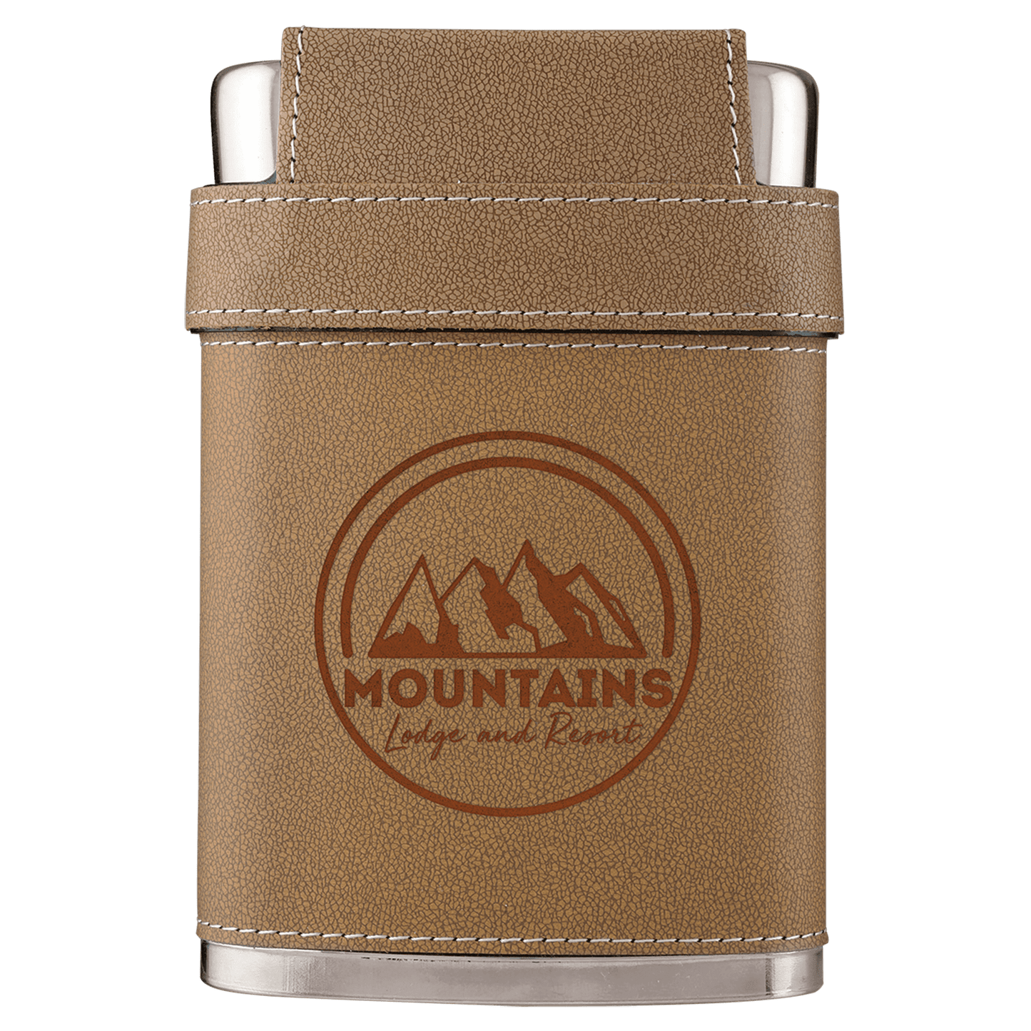 7 oz. Leather Flask with Lid & 3 Shot Glasses