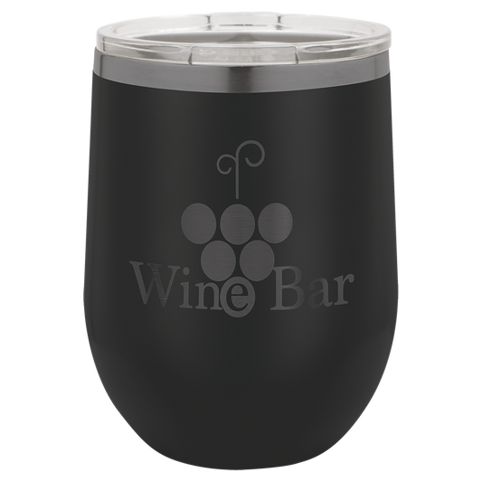 12 oz Ghost Black   ION-Plated Stemless Wine Tumbler with Lid