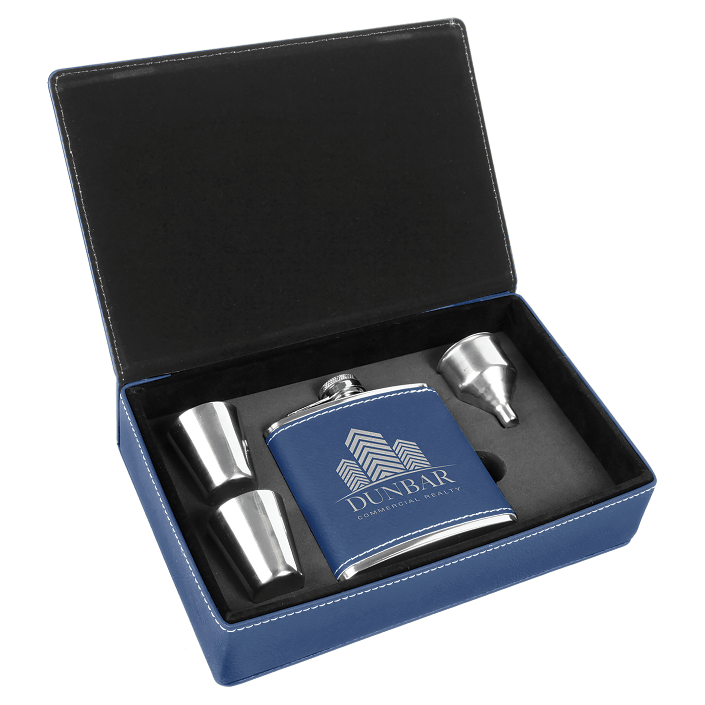 Laserable Leatherette Sports Flask Gift Set