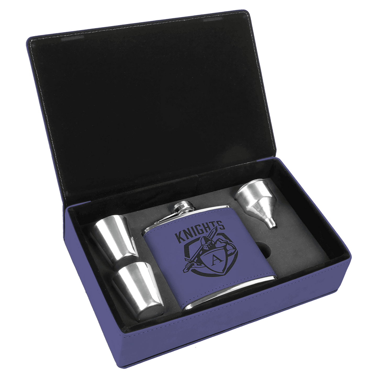 Laserable Leatherette Sports Flask Gift Set