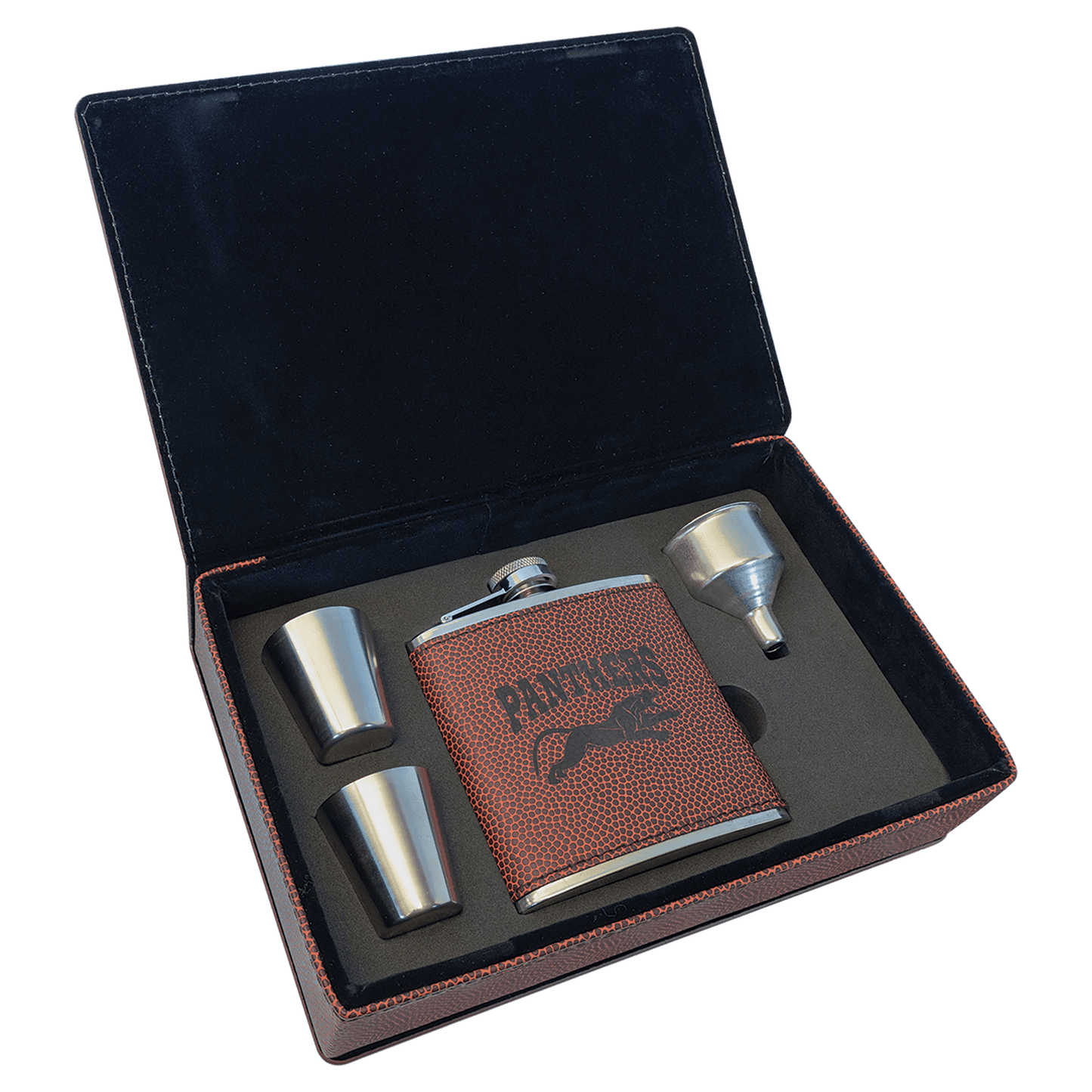 Laserable Leatherette Sports Flask Gift Set