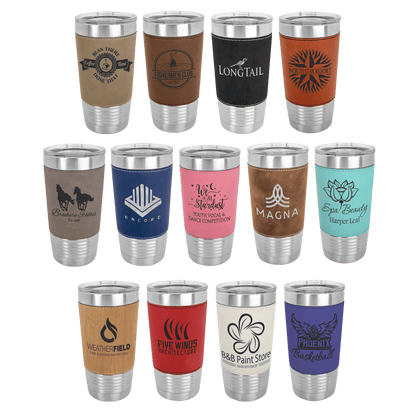 20 oz. Laserable Leatherette Tumbler with Slider Lid