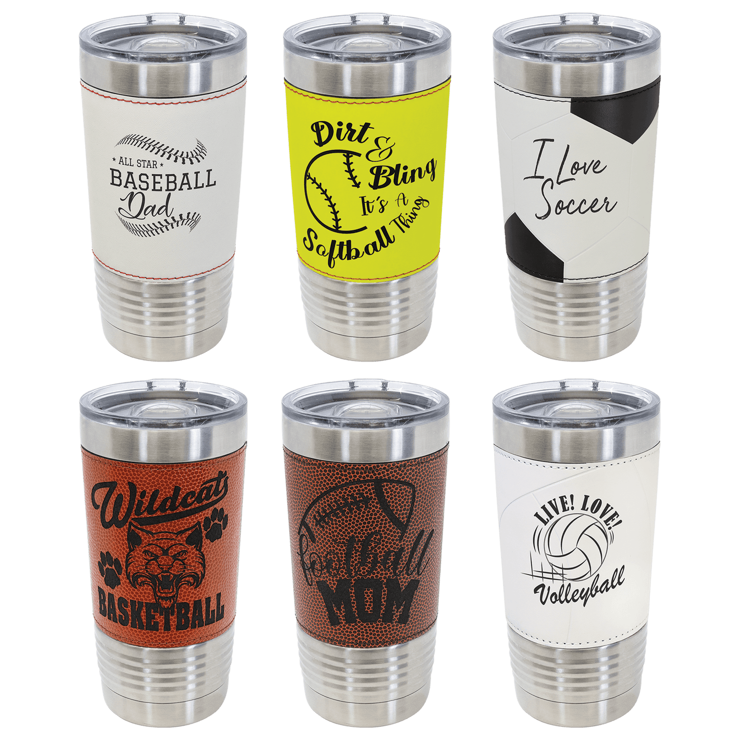 20 oz. Laserable Leatherette Tumbler with Slider Lid
